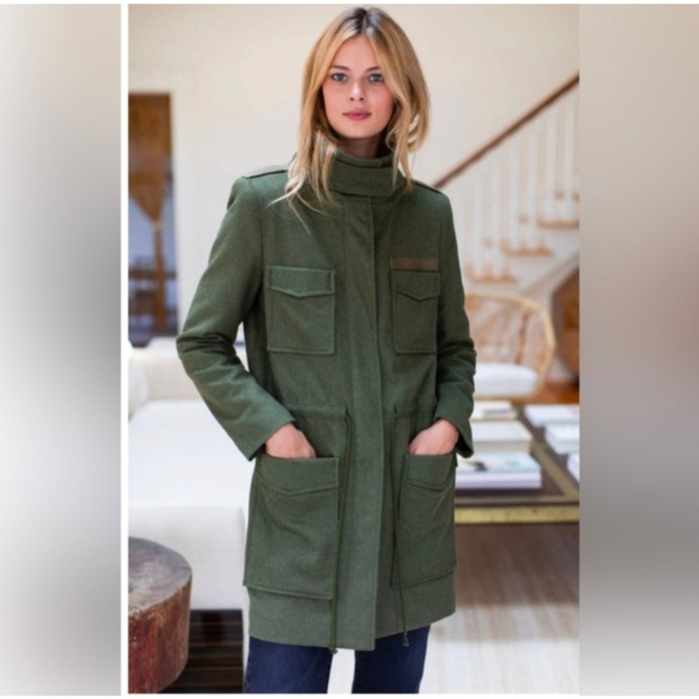Emerson Fry Army Field Coat Wool Blend Olive Green Jacket Size 2 USA Made